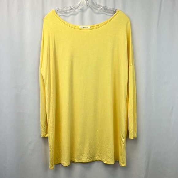 Reborn J Tops - Reborn J Womens Blouse Solid Yellow Long Sleeve Scoop Neck Stretch Knit M